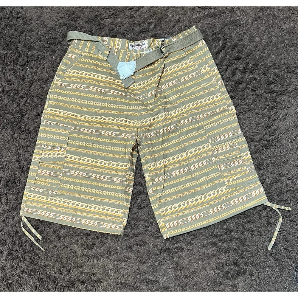 Henry & William Mens Khaki Orange Cargo Shorts Mens Size 38 New‎ With Tags